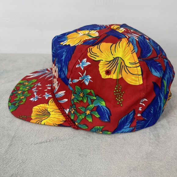 Vintage 90s Streetwear Panama City Beach Spell Out‎ Rope Floral Hawaiian Hat - Picture 4 of 7
